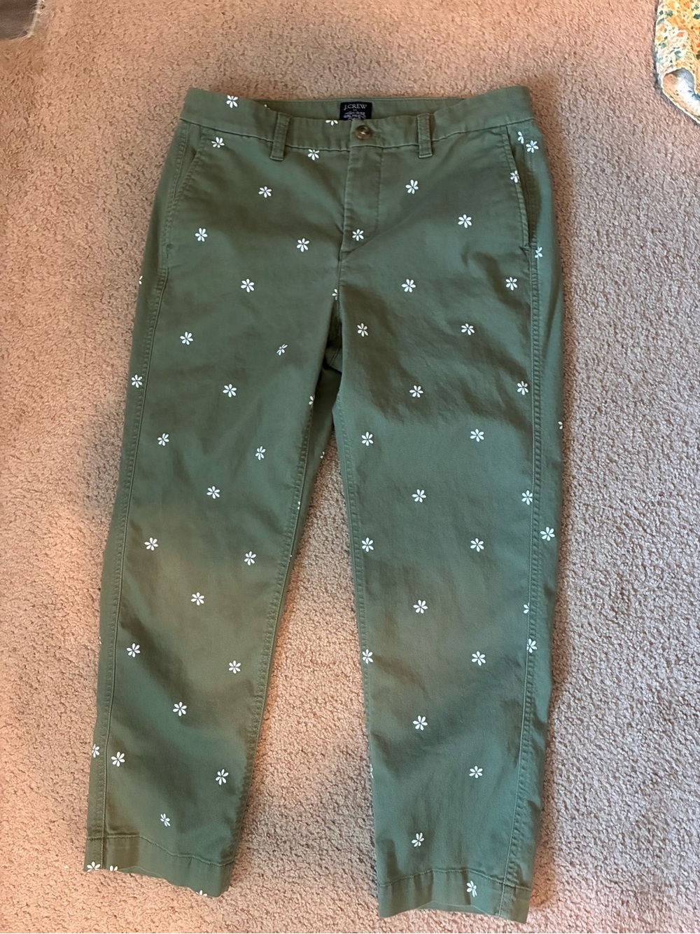 Green Floral J. Crew Chino Pants